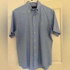 Ralph Lauren Light Blue Check Gingham Men's Oxford Dress Shirt M